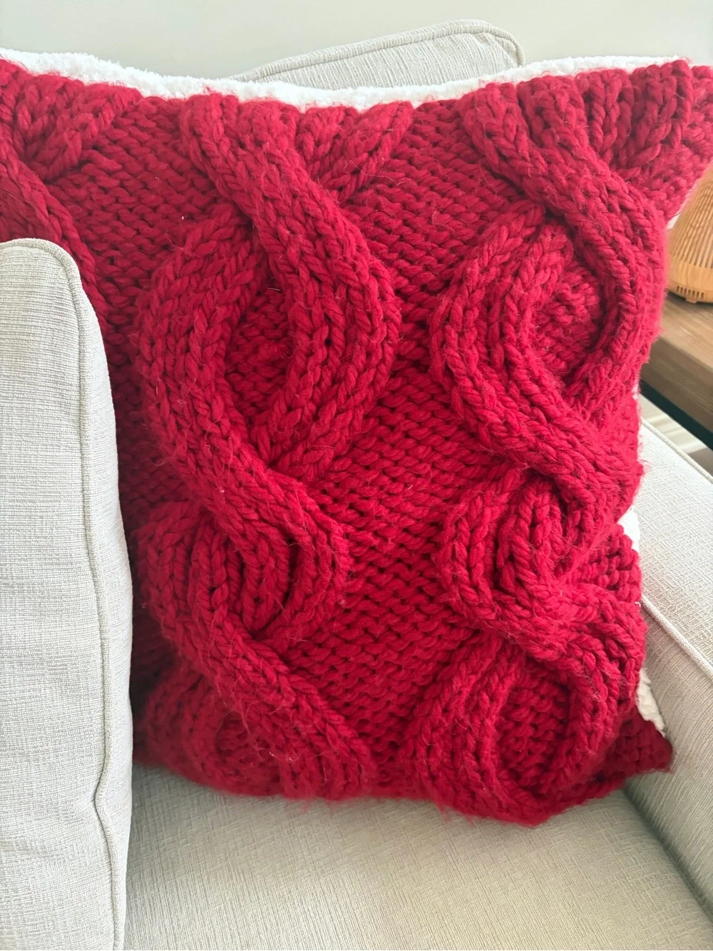 Pottery Barn Red super chunky Cable Knit Holiday Pillow Covers